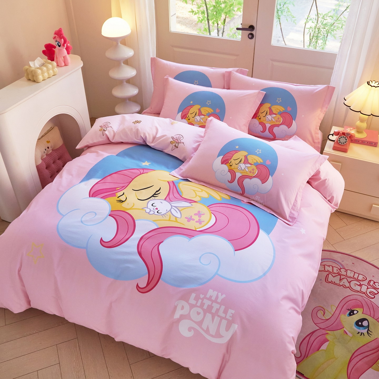 91家纺网 家纺一手货源 找家纺 蘭菲家纺 2026新款全棉纯棉大版卡通四件套-小马宝莉 晚安.宝莉