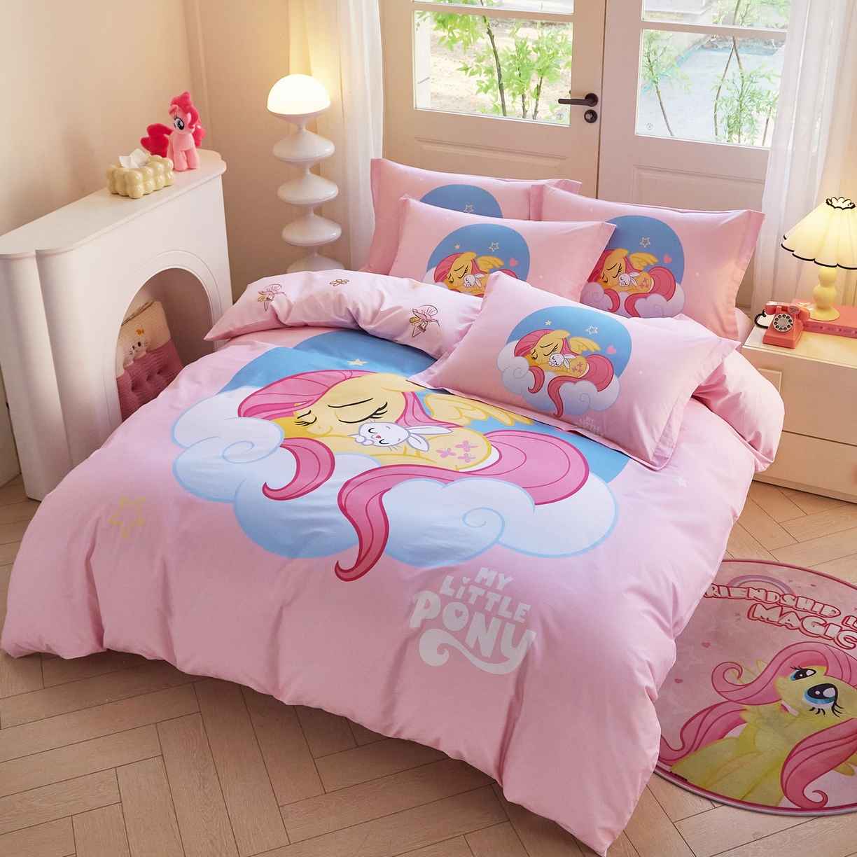 91家纺网 家纺一手货源 找家纺 蘭菲家纺 2026新款全棉纯棉大版卡通四件套-小马宝莉 晚安.宝莉