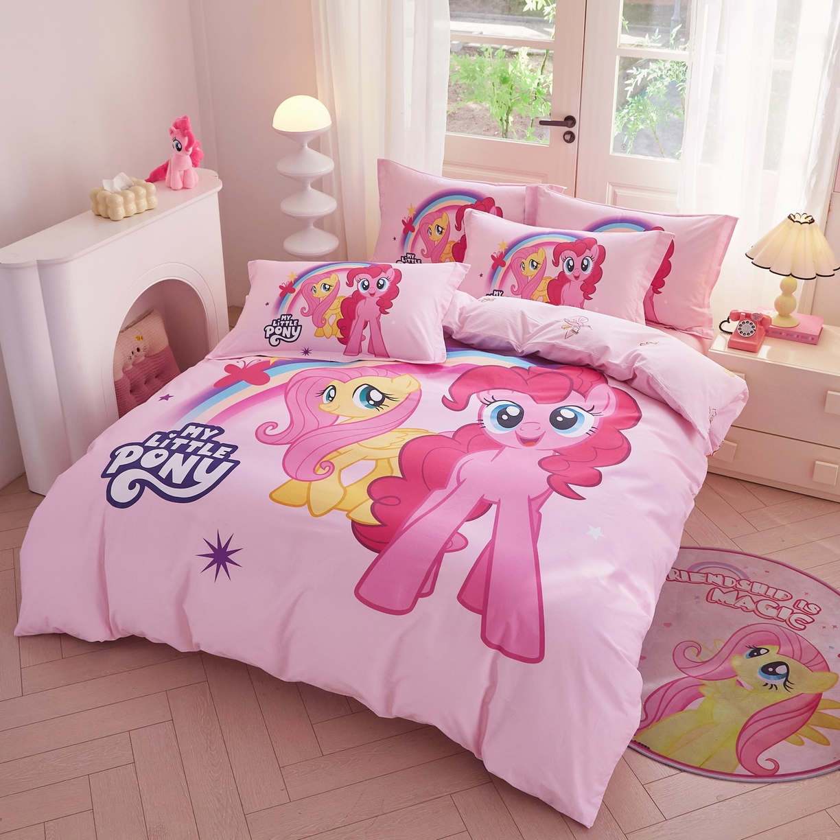 91家纺网 家纺一手货源 找家纺 蘭菲家纺 2026新款全棉纯棉大版卡通四件套-小马宝莉 伙伴宝莉