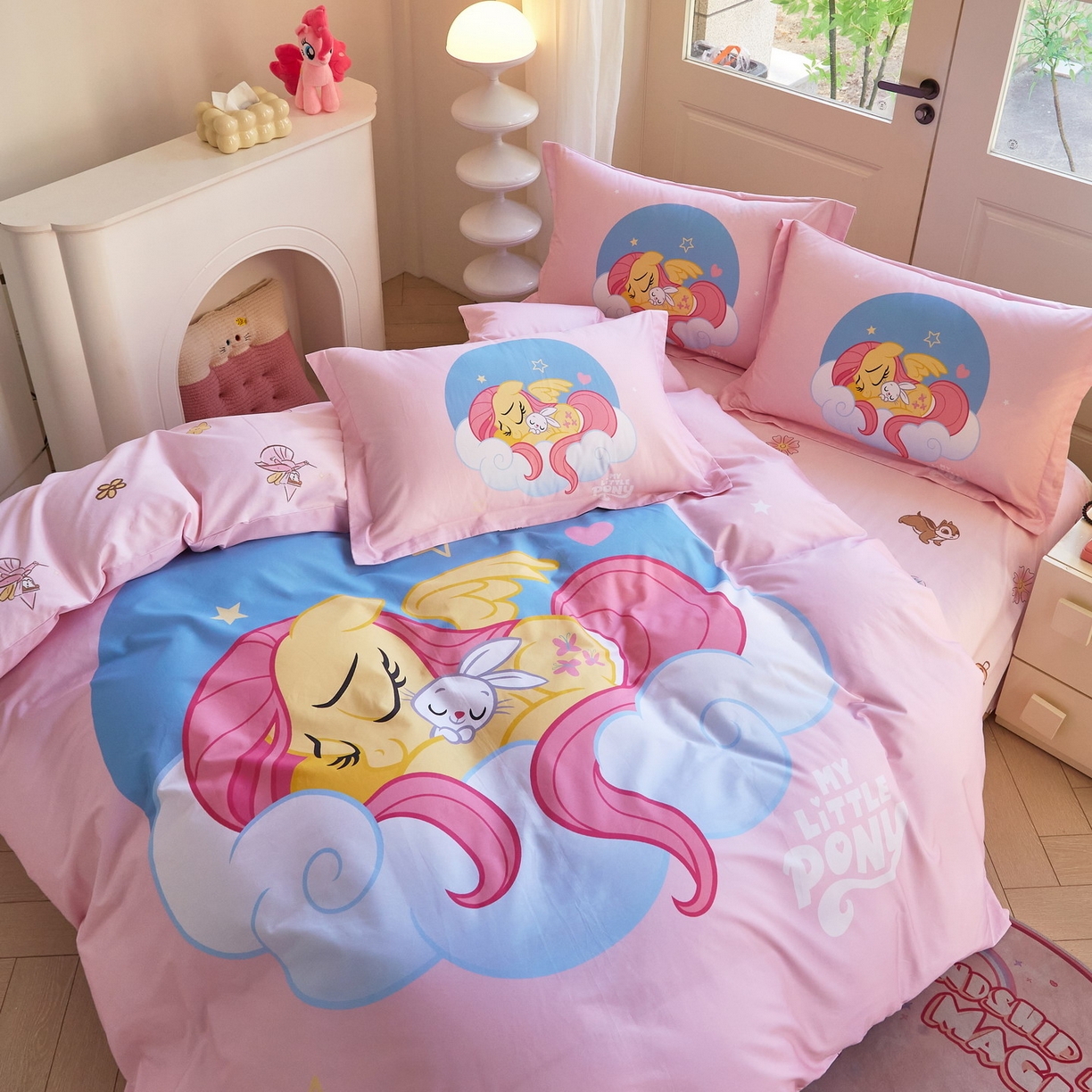 91家纺网 家纺一手货源 找家纺 蘭菲家纺 2026新款全棉纯棉大版卡通四件套-小马宝莉 晚安.宝莉