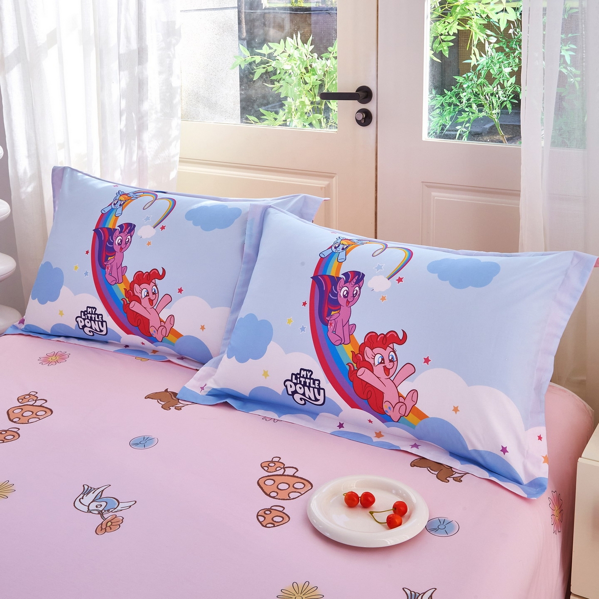 91家纺网 家纺一手货源 找家纺 蘭菲家纺 2026新款全棉纯棉大版卡通四件套-小马宝莉 嗨皮.宝莉