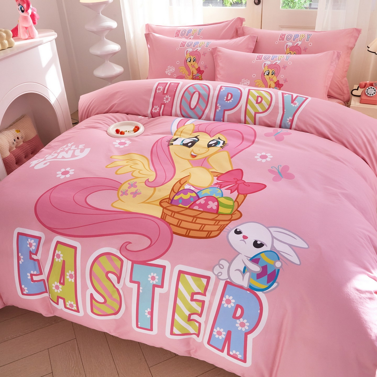 91家纺网 家纺一手货源 找家纺 蘭菲家纺 2026新款全棉纯棉大版卡通四件套-小马宝莉 粉色.宝莉