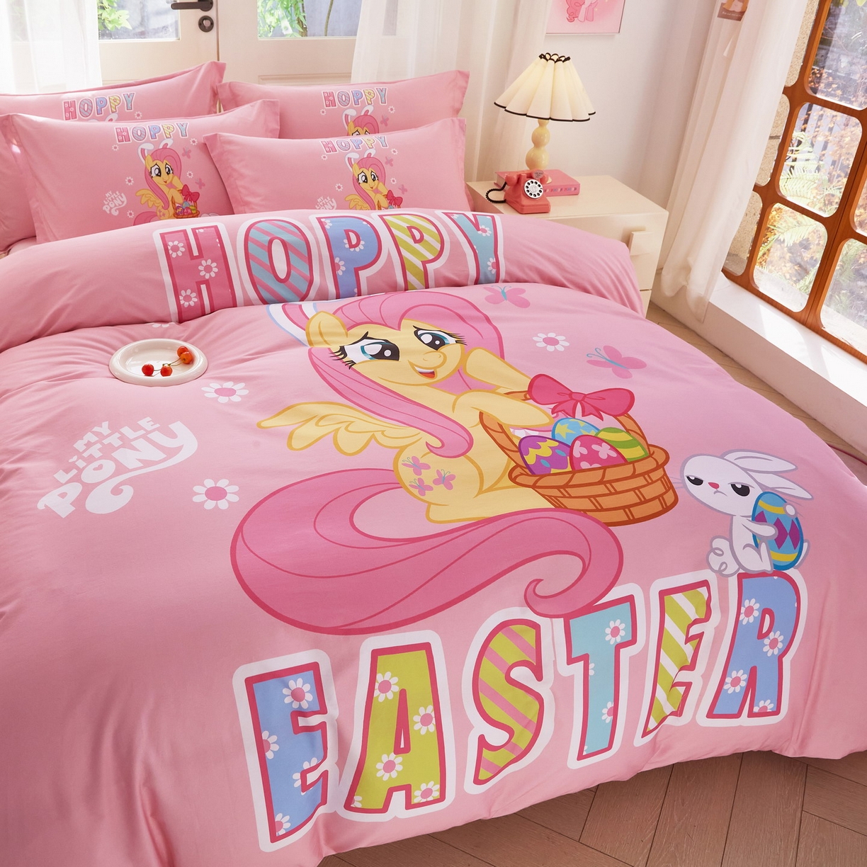 91家纺网 家纺一手货源 找家纺 蘭菲家纺 2026新款全棉纯棉大版卡通四件套-小马宝莉 粉色.宝莉