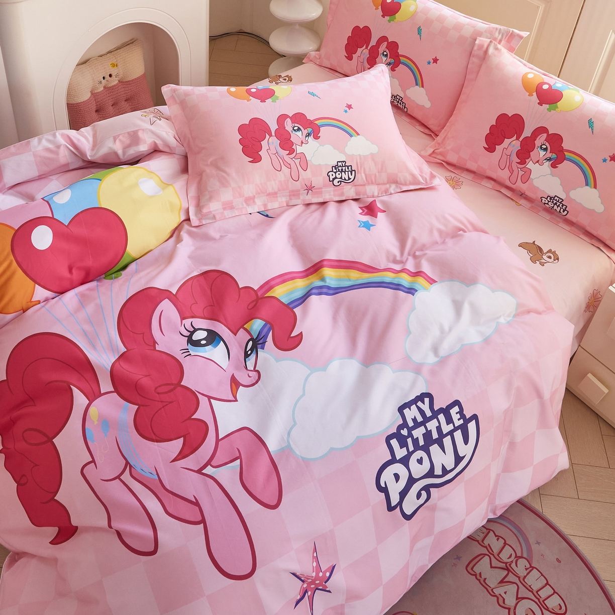 91家纺网 家纺一手货源 找家纺 蘭菲家纺 2026新款全棉纯棉大版卡通四件套-小马宝莉 摩登.宝莉