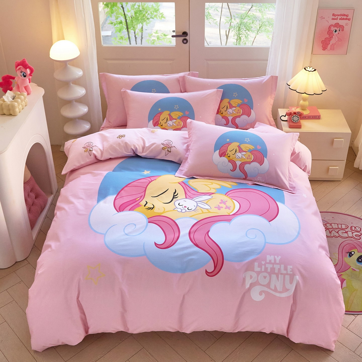 91家纺网 家纺一手货源 找家纺 蘭菲家纺 2026新款全棉纯棉大版卡通四件套-小马宝莉 晚安.宝莉