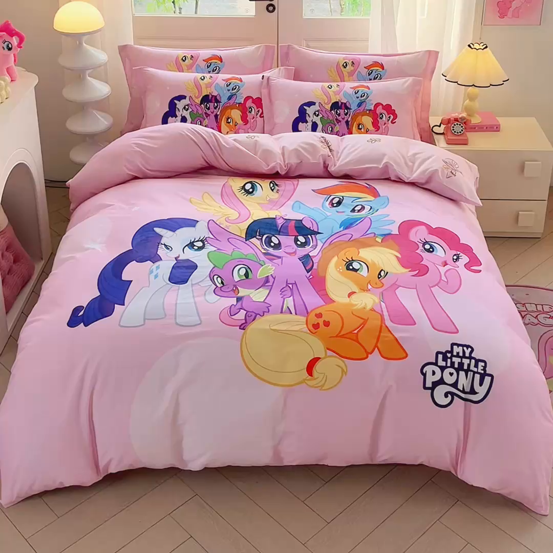 91家纺网 家纺一手货源 找家纺 （总）蘭菲家纺 2026新款全棉纯棉大版卡通四件套-小马宝莉