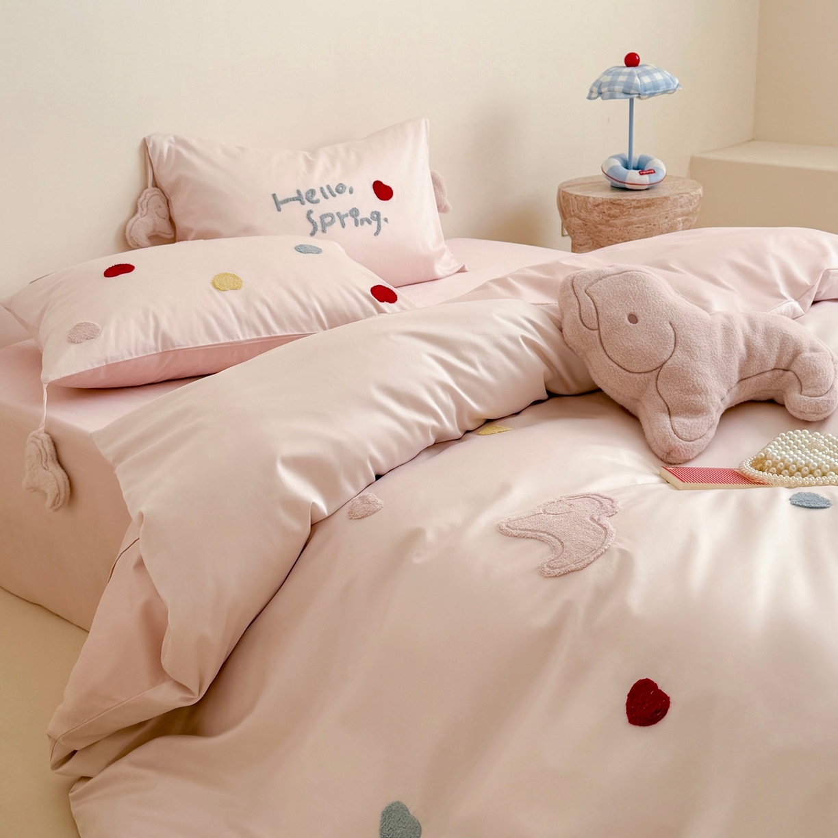 （总）鹿班家居 2026春夏新款100S长绒棉纯棉毛巾绣系列四件套-粉红小马 标准会员-20元