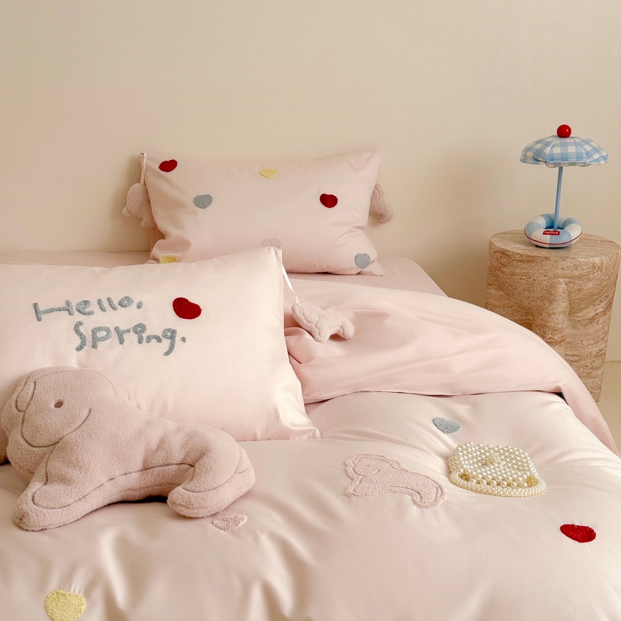 91家纺网 家纺一手货源 找家纺 （总）鹿班家居 2026春夏新款100S长绒棉纯棉毛巾绣系列四件套-粉红小马 标准会员-20元