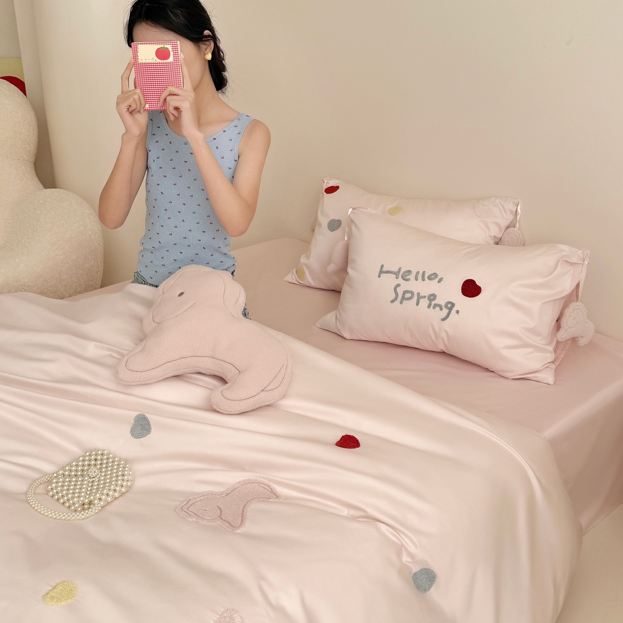 91家纺网 家纺一手货源 找家纺 （总）鹿班家居 2026春夏新款100S长绒棉纯棉毛巾绣系列四件套-粉红小马 标准会员-20元