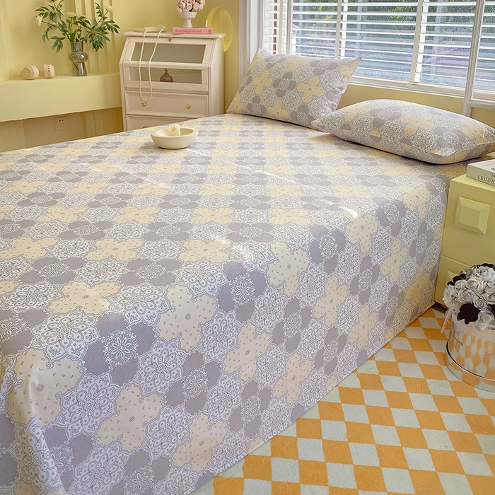 91家纺网 家纺一手货源 找家纺 爱彼家纺 2026新款全棉纯棉老粗布凉席单床单席子床单三件套-系列三 华夫格-啊莲娜