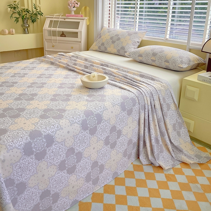 91家纺网 家纺一手货源 找家纺 爱彼家纺 2026新款全棉纯棉老粗布凉席单床单席子床单三件套-系列三 华夫格-啊莲娜