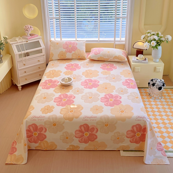 91家纺网 家纺一手货源 找家纺 爱彼家纺 2026新款全棉纯棉老粗布凉席单床单席子床单三件套-系列三 华夫格-春暖花开