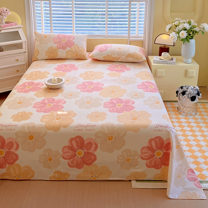 91家纺网 家纺一手货源 找家纺 爱彼家纺 2026新款全棉纯棉老粗布凉席单床单席子床单三件套-系列三 华夫格-春暖花开