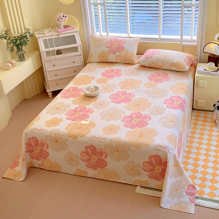 91家纺网 家纺一手货源 找家纺 爱彼家纺 2026新款全棉纯棉老粗布凉席单床单席子床单三件套-系列三 华夫格-春暖花开