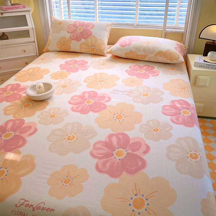 91家纺网 家纺一手货源 找家纺 爱彼家纺 2026新款全棉纯棉老粗布凉席单床单席子床单三件套-系列三 华夫格-春暖花开