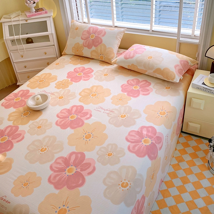 91家纺网 家纺一手货源 找家纺 爱彼家纺 2026新款全棉纯棉老粗布凉席单床单席子床单三件套-系列三 华夫格-春暖花开