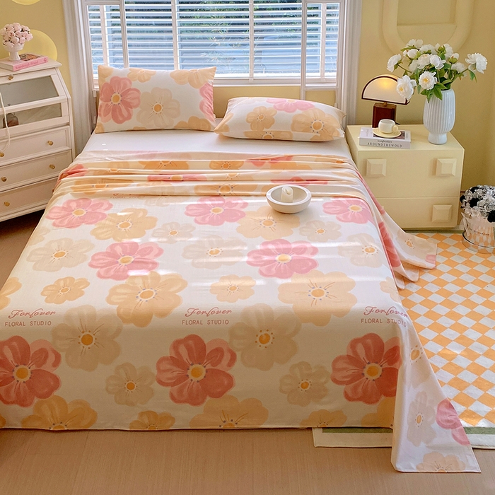 91家纺网 家纺一手货源 找家纺 爱彼家纺 2026新款全棉纯棉老粗布凉席单床单席子床单三件套-系列三 华夫格-春暖花开