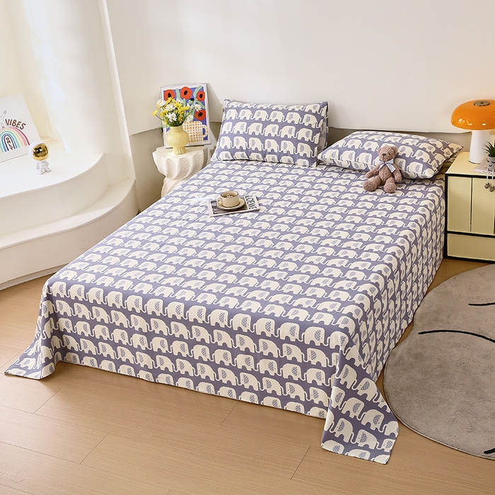 91家纺网 家纺一手货源 找家纺 爱彼家纺 2026新款全棉纯棉老粗布凉席单床单席子床单三件套-系列三 华夫格-大象大象