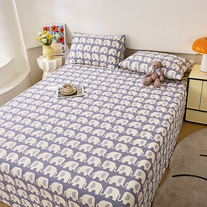 91家纺网 家纺一手货源 找家纺 爱彼家纺 2026新款全棉纯棉老粗布凉席单床单席子床单三件套-系列三 华夫格-大象大象