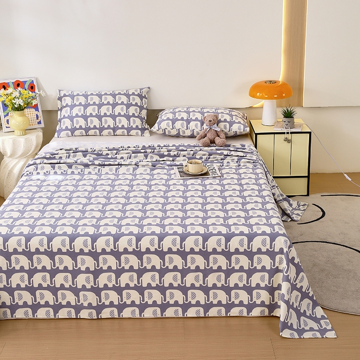 91家纺网 家纺一手货源 找家纺 爱彼家纺 2026新款全棉纯棉老粗布凉席单床单席子床单三件套-系列三 华夫格-大象大象