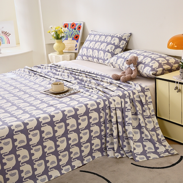 91家纺网 家纺一手货源 找家纺 爱彼家纺 2026新款全棉纯棉老粗布凉席单床单席子床单三件套-系列三 华夫格-大象大象