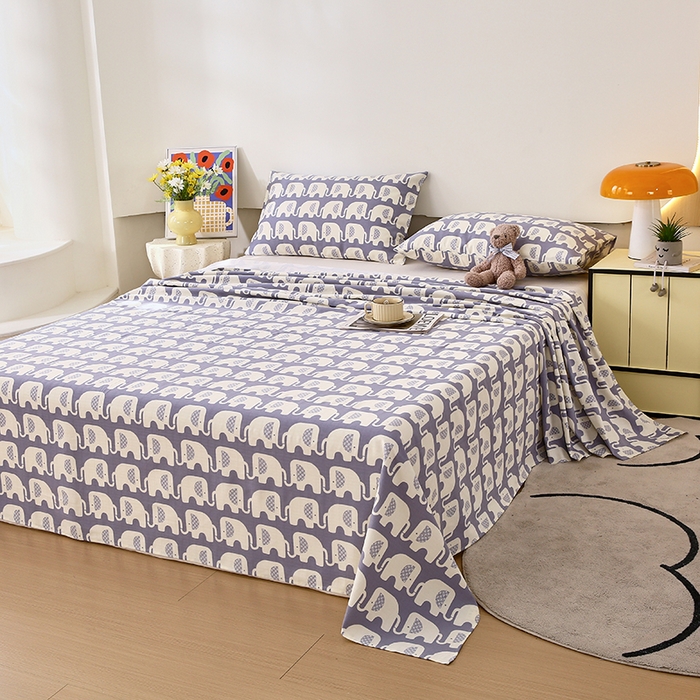 91家纺网 家纺一手货源 找家纺 爱彼家纺 2026新款全棉纯棉老粗布凉席单床单席子床单三件套-系列三 华夫格-大象大象