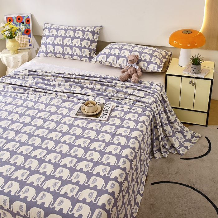 91家纺网 家纺一手货源 找家纺 爱彼家纺 2026新款全棉纯棉老粗布凉席单床单席子床单三件套-系列三 华夫格-大象大象