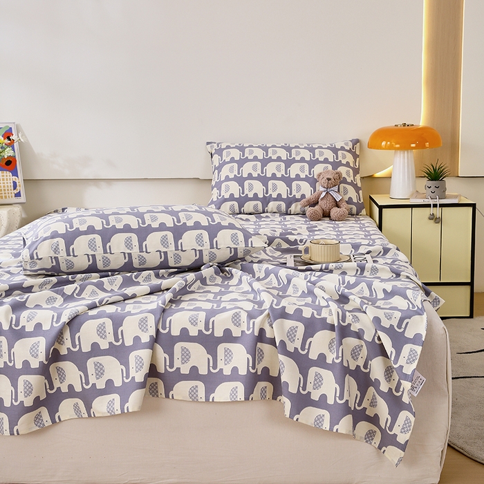 91家纺网 家纺一手货源 找家纺 爱彼家纺 2026新款全棉纯棉老粗布凉席单床单席子床单三件套-系列三 华夫格-大象大象