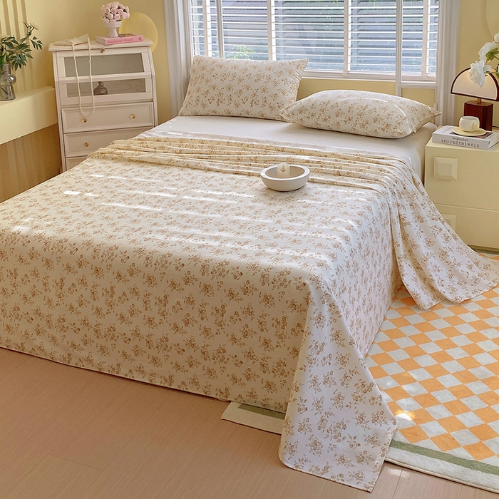 91家纺网 家纺一手货源 找家纺 爱彼家纺 2026新款全棉纯棉老粗布凉席单床单席子床单三件套-系列三 华夫格-繁花