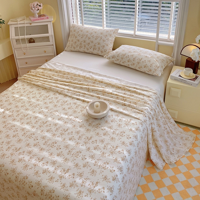 91家纺网 家纺一手货源 找家纺 爱彼家纺 2026新款全棉纯棉老粗布凉席单床单席子床单三件套-系列三 华夫格-繁花