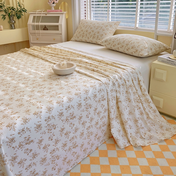 91家纺网 家纺一手货源 找家纺 爱彼家纺 2026新款全棉纯棉老粗布凉席单床单席子床单三件套-系列三 华夫格-繁花