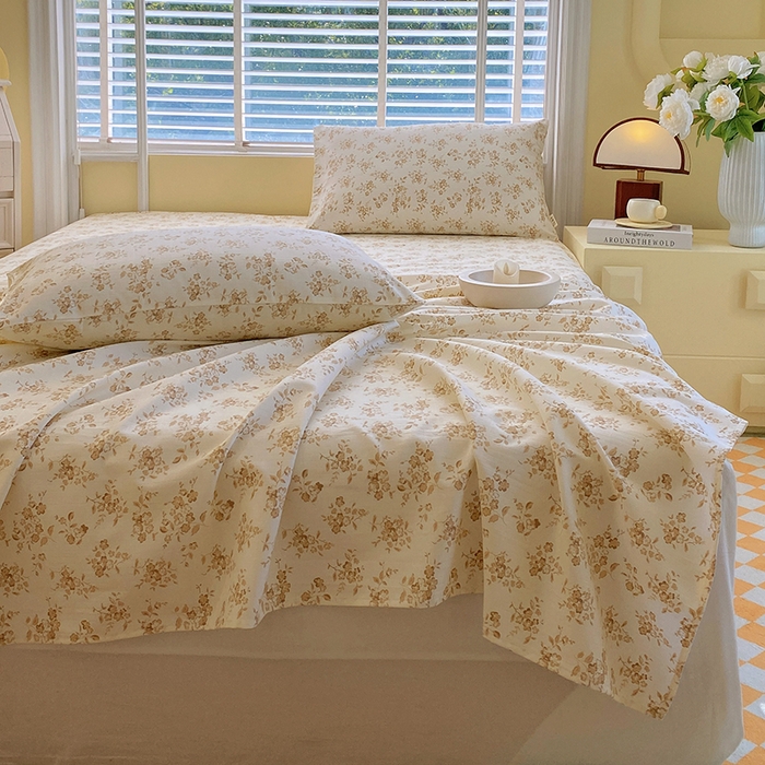 91家纺网 家纺一手货源 找家纺 爱彼家纺 2026新款全棉纯棉老粗布凉席单床单席子床单三件套-系列三 华夫格-繁花