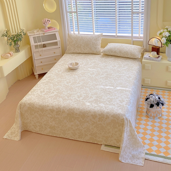 91家纺网 家纺一手货源 找家纺 爱彼家纺 2026新款全棉纯棉老粗布凉席单床单席子床单三件套-系列三 华夫格-花辰潮汐