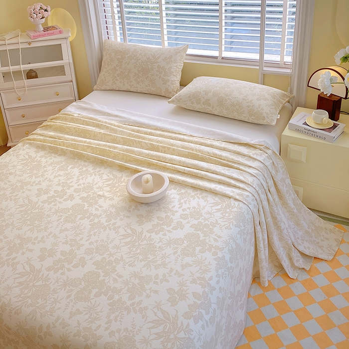 91家纺网 家纺一手货源 找家纺 爱彼家纺 2026新款全棉纯棉老粗布凉席单床单席子床单三件套-系列三 华夫格-花辰潮汐