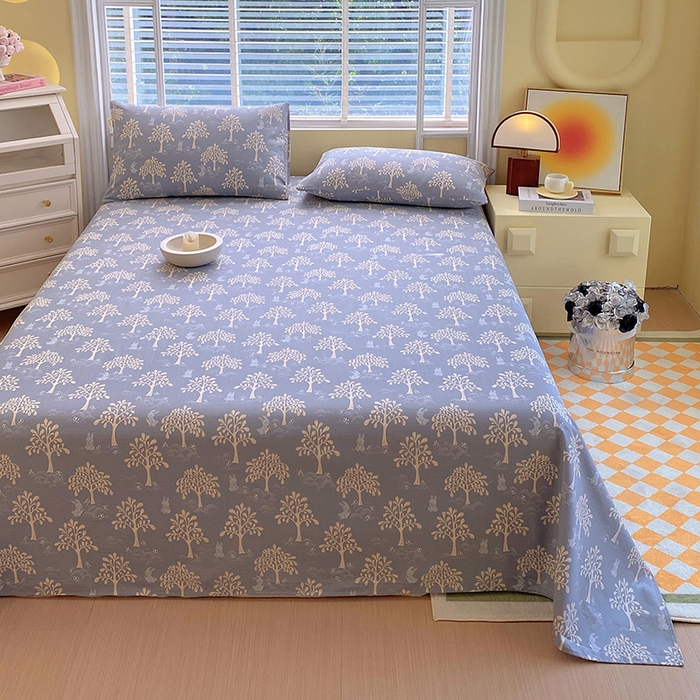 91家纺网 家纺一手货源 找家纺 爱彼家纺 2026新款全棉纯棉老粗布凉席单床单席子床单三件套-系列三 华夫格-丽萨蓝调