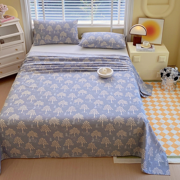 91家纺网 家纺一手货源 找家纺 爱彼家纺 2026新款全棉纯棉老粗布凉席单床单席子床单三件套-系列三 华夫格-丽萨蓝调