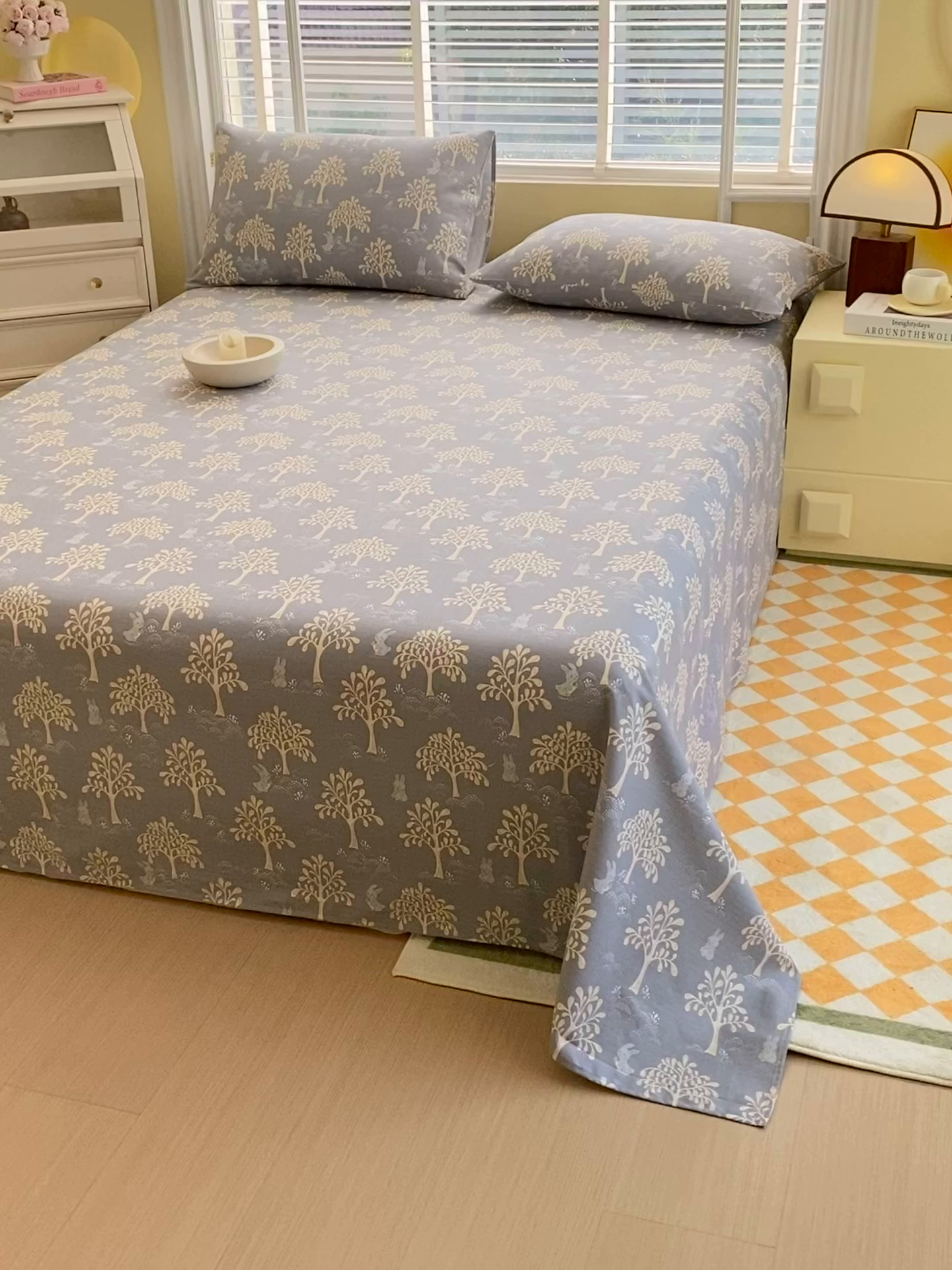 91家纺网 家纺一手货源 找家纺 爱彼家纺 2026新款全棉纯棉老粗布凉席单床单席子床单三件套-系列三 华夫格-丽萨蓝调