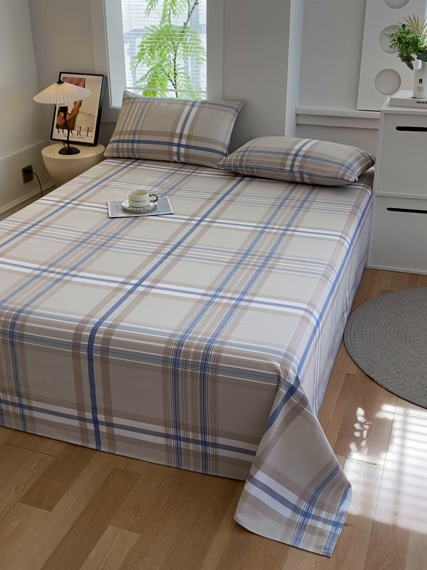 91家纺网 家纺一手货源 找家纺 爱彼家纺 2026新款全棉纯棉老粗布凉席单床单席子床单三件套-系列三 华夫格-摩卡