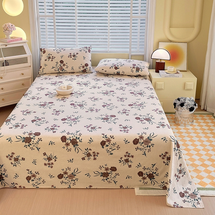 91家纺网 家纺一手货源 找家纺 爱彼家纺 2026新款全棉纯棉老粗布凉席单床单席子床单三件套-系列三 华夫格-甜心花语