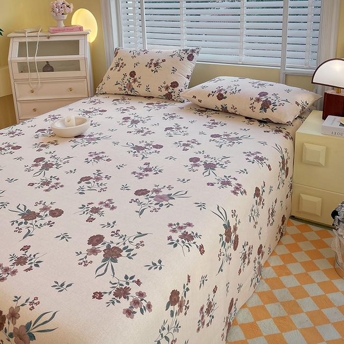 91家纺网 家纺一手货源 找家纺 爱彼家纺 2026新款全棉纯棉老粗布凉席单床单席子床单三件套-系列三 华夫格-甜心花语