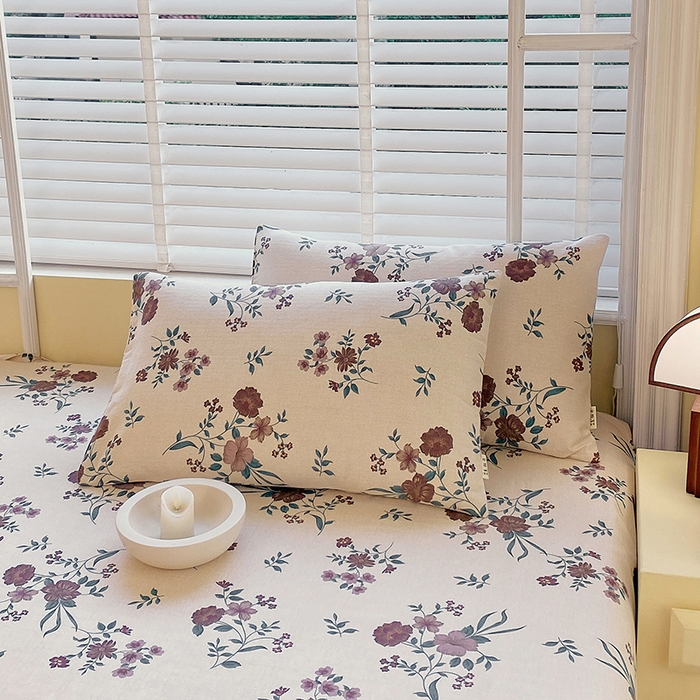 91家纺网 家纺一手货源 找家纺 爱彼家纺 2026新款全棉纯棉老粗布凉席单床单席子床单三件套-系列三 华夫格-甜心花语