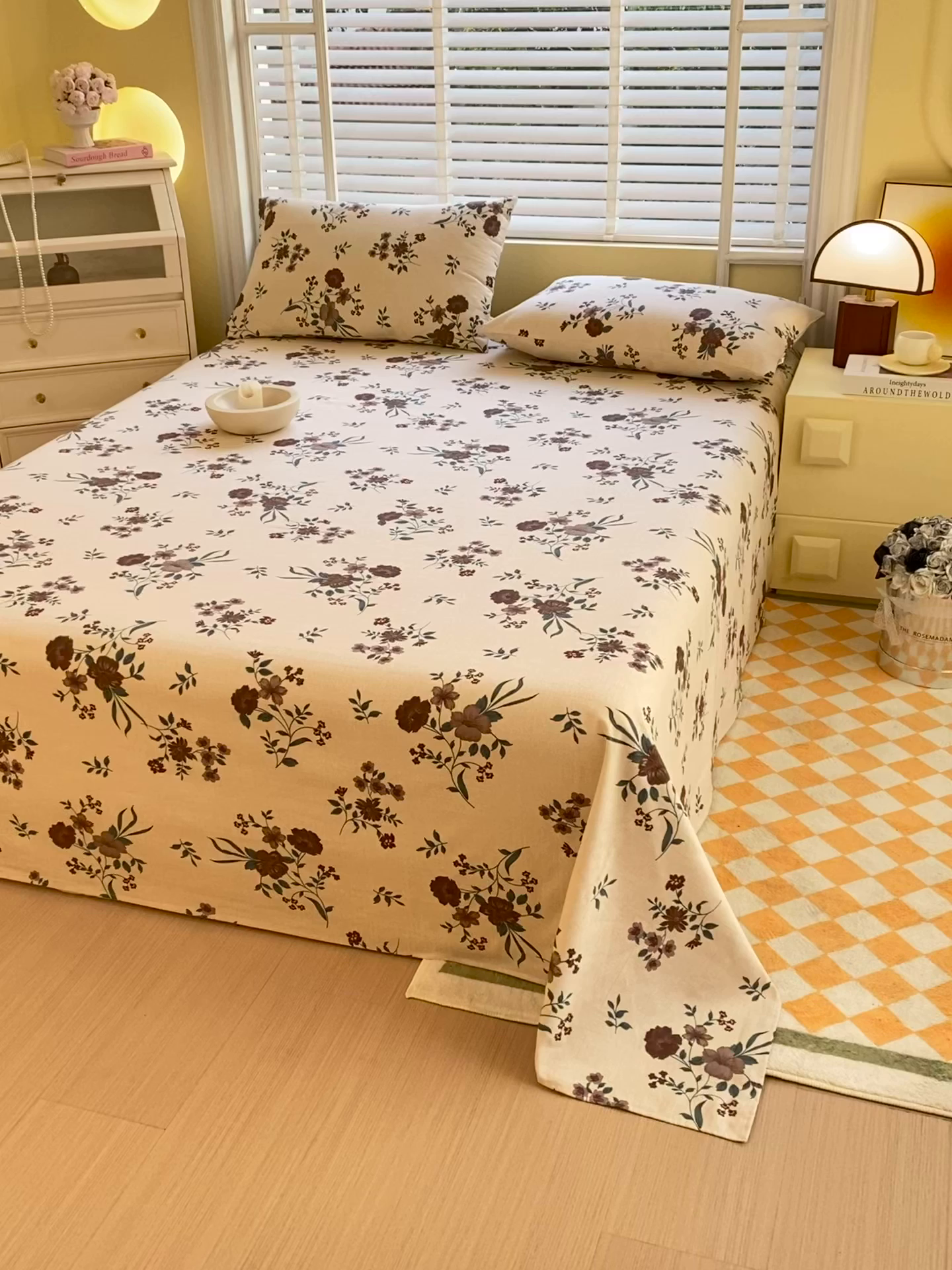 91家纺网 家纺一手货源 找家纺 爱彼家纺 2026新款全棉纯棉老粗布凉席单床单席子床单三件套-系列三 华夫格-甜心花语