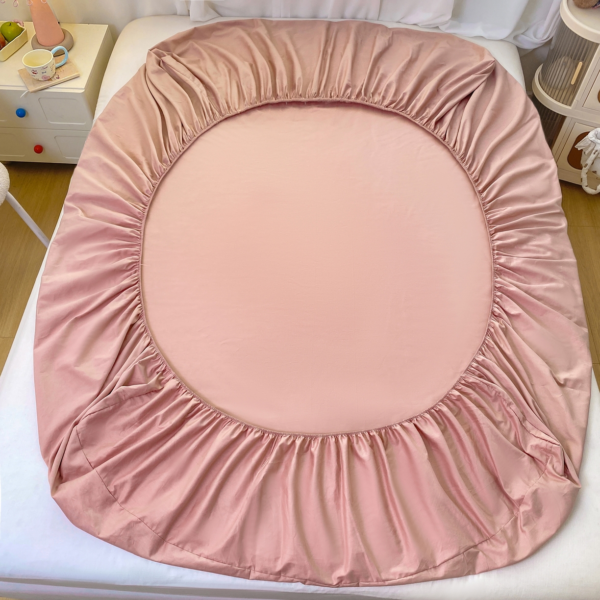 91家纺网 家纺一手货源 找家纺 恋人优选 2026新款爬爬熊刺绣全棉纯棉单床笠床笠单件（专版花型 盗版必究） 爬爬熊刺绣豆沙