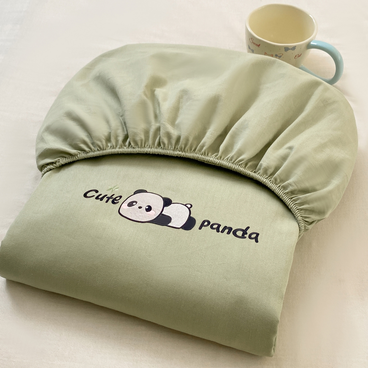 91家纺网 家纺一手货源 找家纺 恋人优选 2026新款爬爬熊刺绣全棉纯棉单床笠床笠单件（专版花型 盗版必究） 爬爬熊刺绣果绿