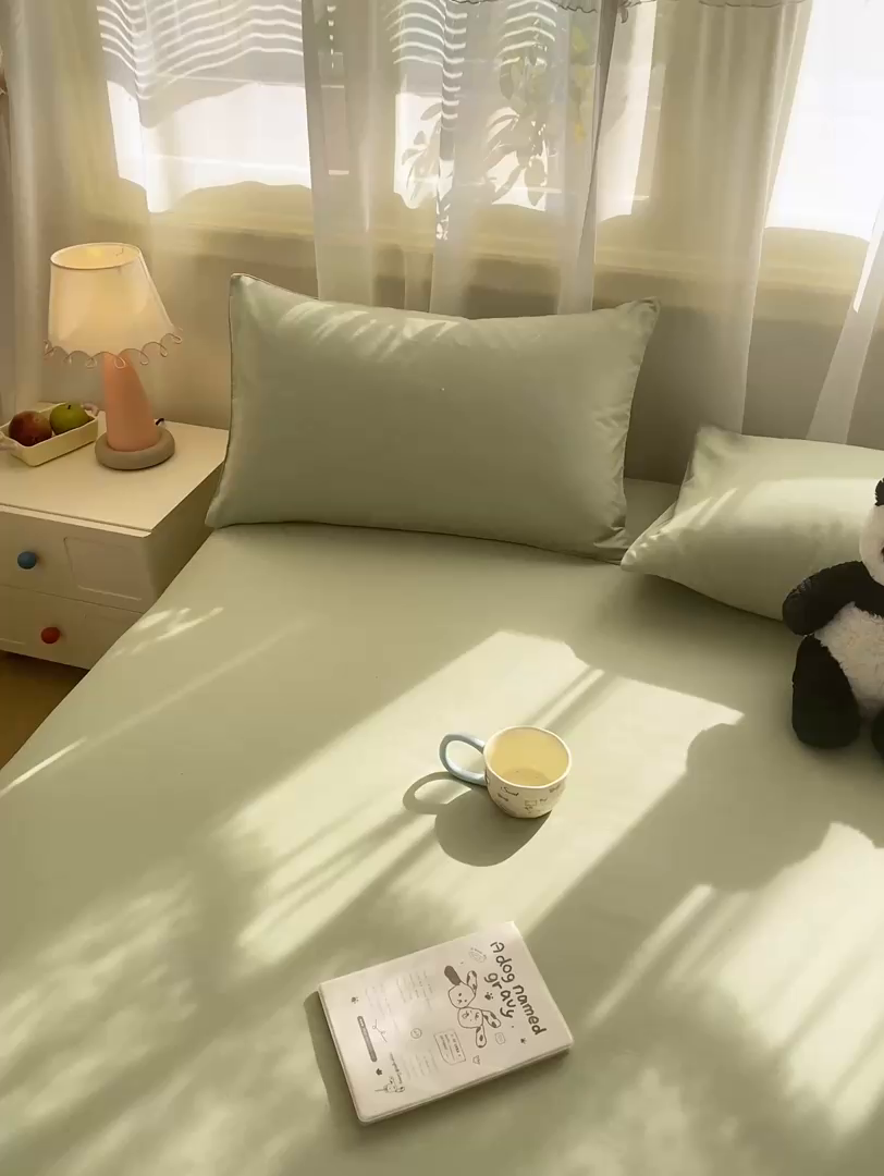 91家纺网 家纺一手货源 找家纺 恋人优选 2026新款爬爬熊刺绣全棉纯棉单床笠床笠单件（专版花型 盗版必究） 爬爬熊刺绣果绿