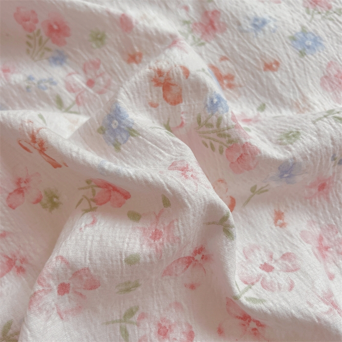 91家纺网 家纺一手货源 找家纺 壹号库家纺 2026新款云感木棉皱皱纱双层纱四件套-全棉花边款 白茶