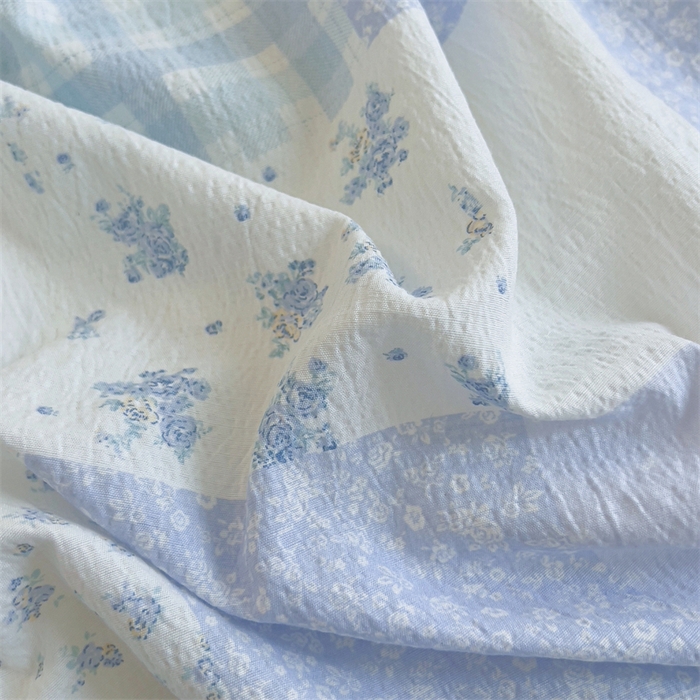 91家纺网 家纺一手货源 找家纺 壹号库家纺 2026新款云感木棉皱皱纱双层纱四件套-全棉花边款 百福（兰）