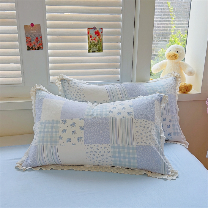 91家纺网 家纺一手货源 找家纺 壹号库家纺 2026新款云感木棉皱皱纱双层纱四件套-全棉花边款 百福（兰）