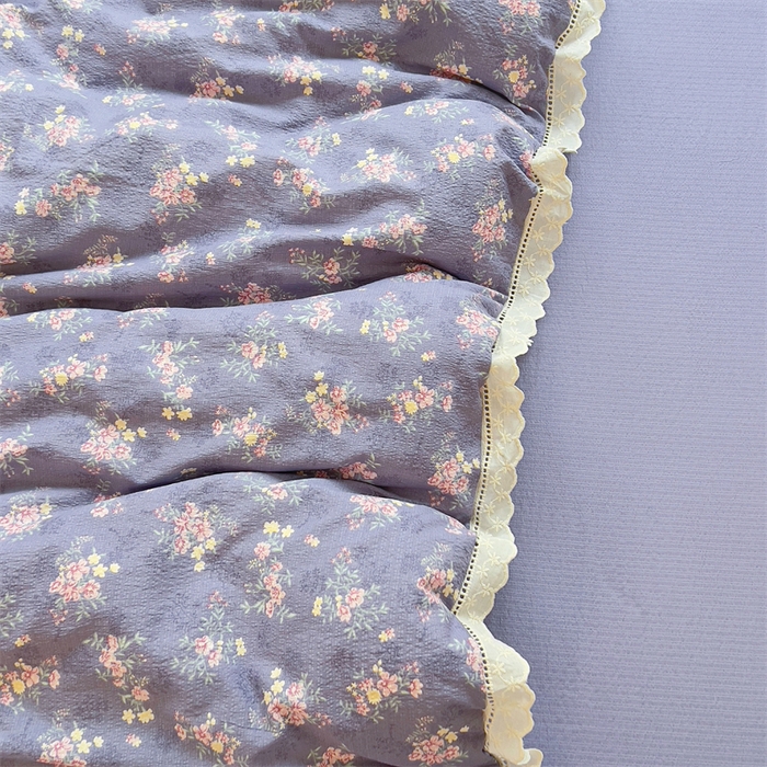 91家纺网 家纺一手货源 找家纺 壹号库家纺 2026新款云感木棉皱皱纱双层纱四件套-全棉花边款 豆蔻