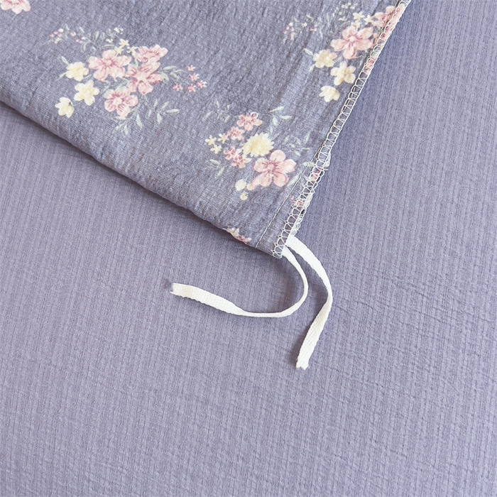 91家纺网 家纺一手货源 找家纺 壹号库家纺 2026新款云感木棉皱皱纱双层纱四件套-全棉花边款 豆蔻